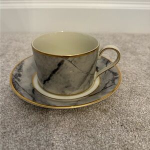 Marble Pattern Teacup and Saucer Mikasa travertine gray